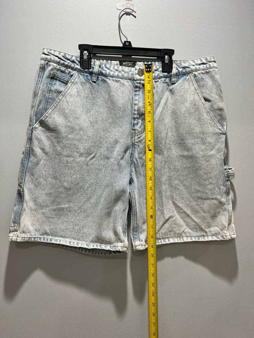 Men's WeSC Denim Carpenter Shorts Light Wash Skater‎ Jorts Baggy Size 34 - Picture 2 of 9
